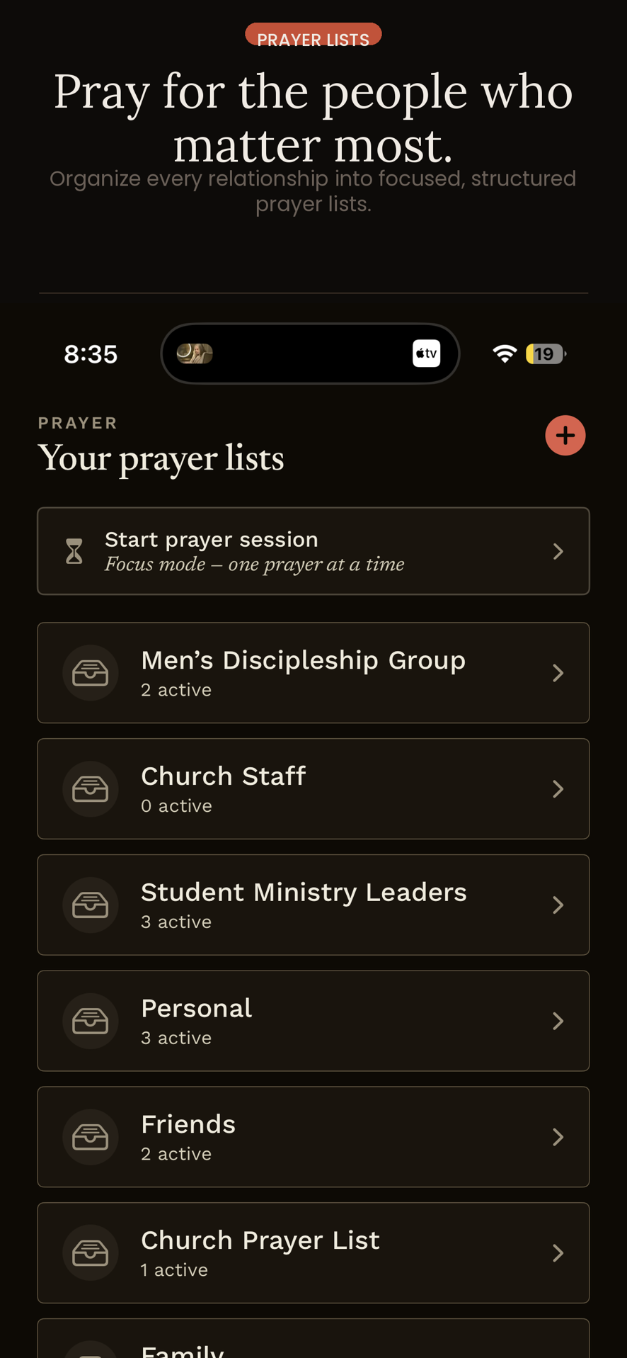 Pilgrim prayer lists